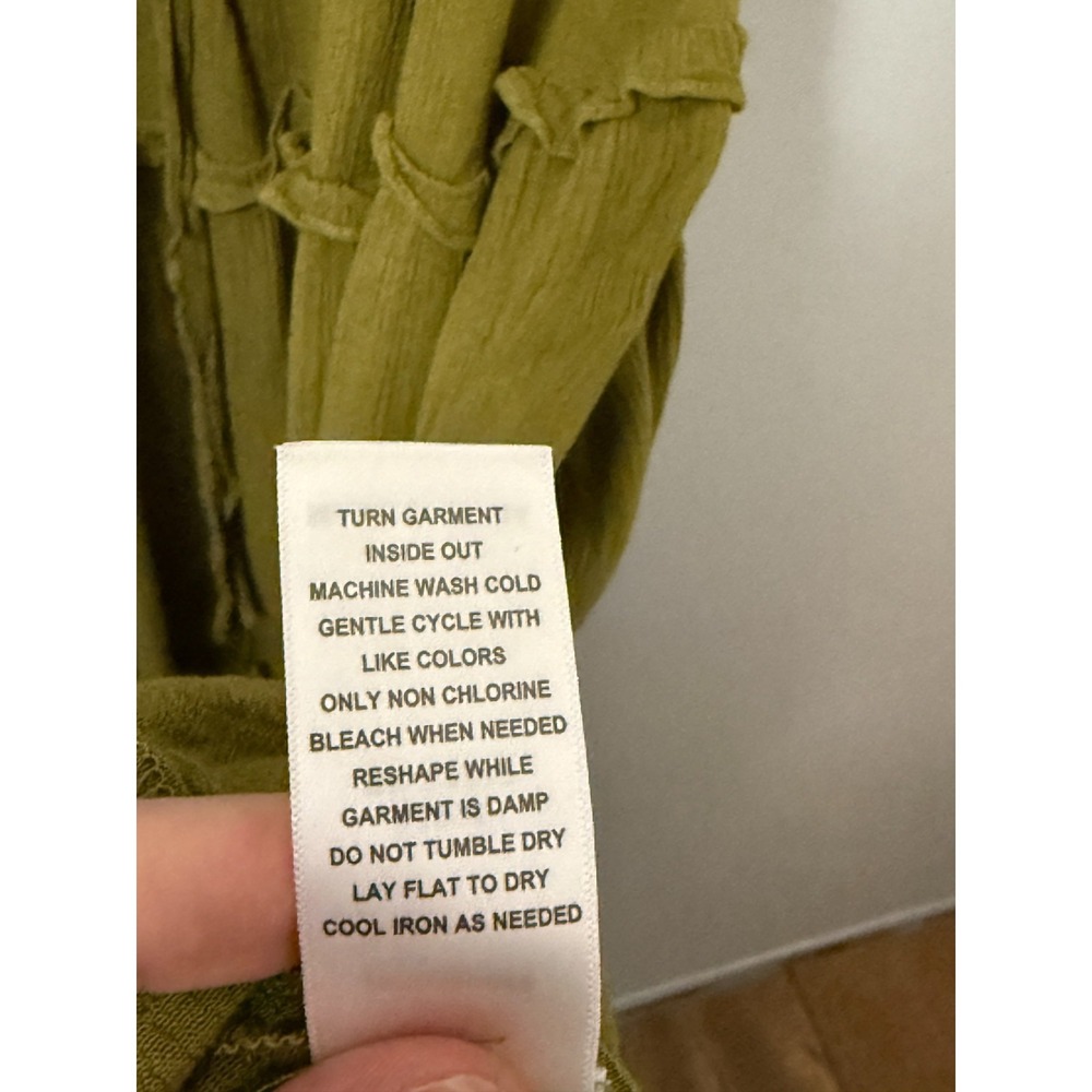 Eloquii Tiered Ruffle Maxi Dress 14 Balloon Sleeve Green Boho Whimsical Cottage - Picture 8 of 13